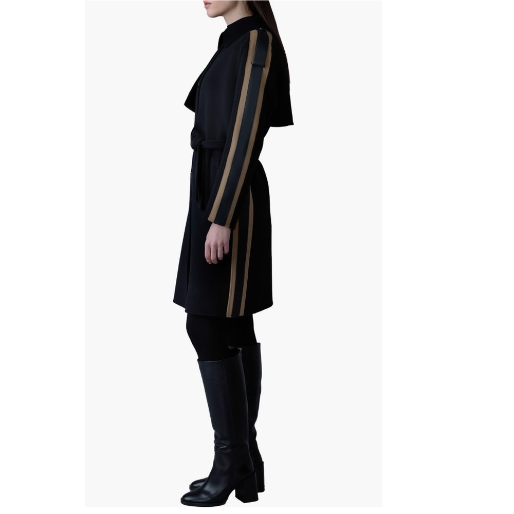 Mackage Aliza Wool and Leather Trench Coat, NEW
